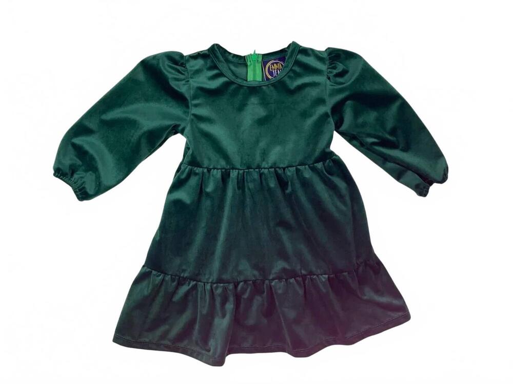 NEW EMMA JEAN kids' kingsley long sleeve dress in emerald